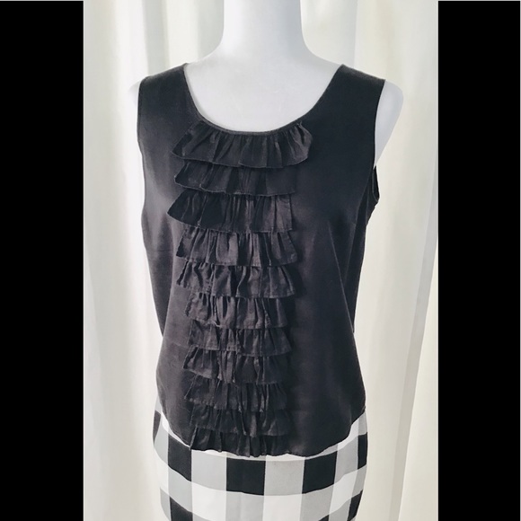 TALBOTS Black Shell with Ruffle Embelishment - Picture 3 of 8